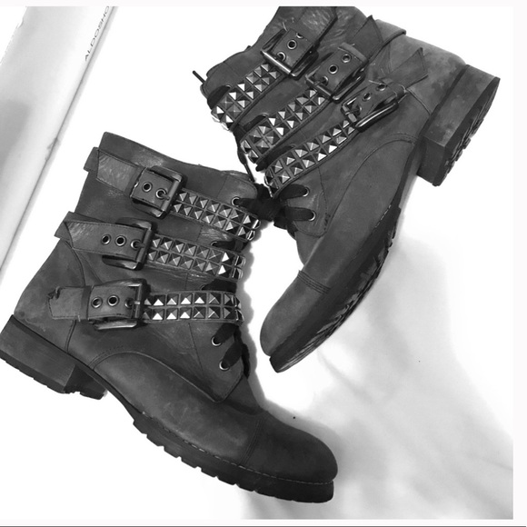 Aldo Shoes - Aldo NUBUCK Leather Studded Combat Boots